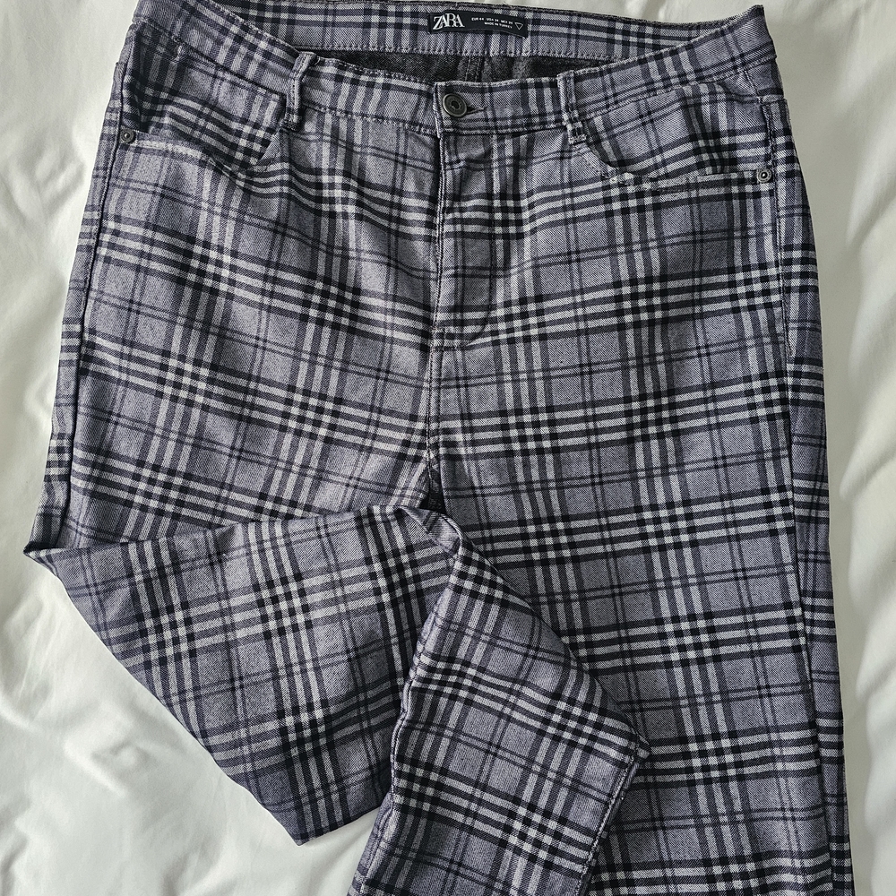 Zara Plaid Pants in Gray and Black